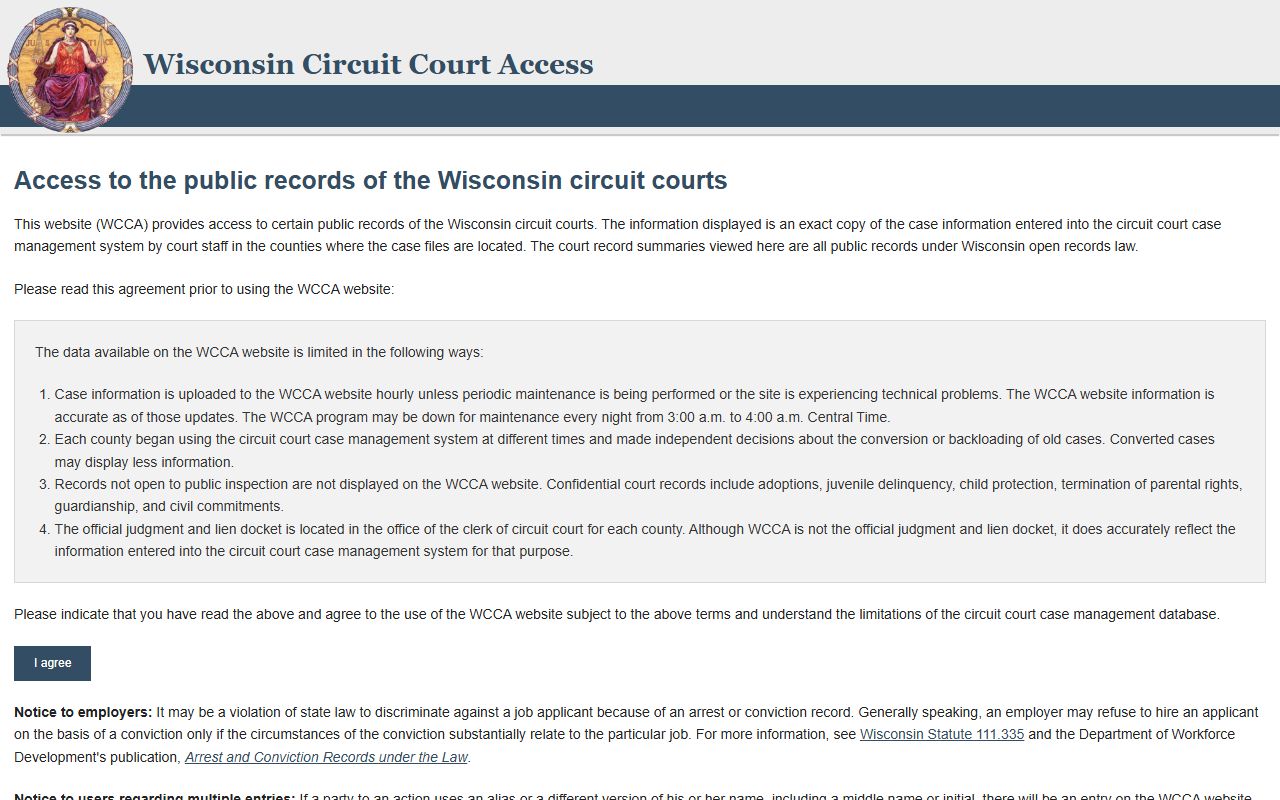 Shawano County court records after jail arrest WCCA case search
